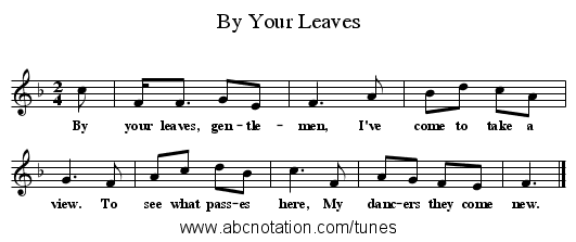 By Your Leaves - staff notation