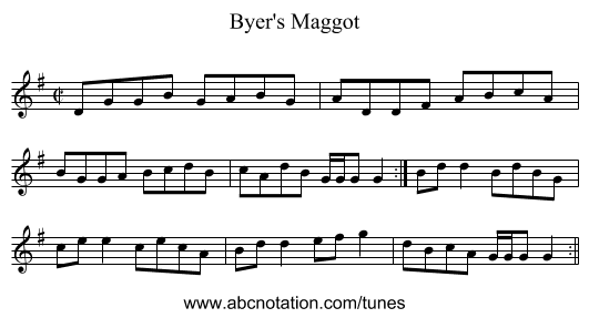 Byer's Maggot - staff notation