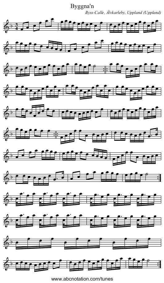 Byggna'n - staff notation