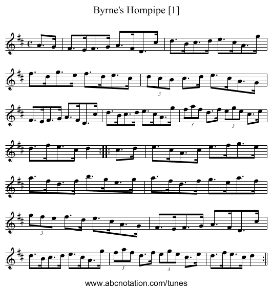 Byrne's Hornpipe [1] - staff notation