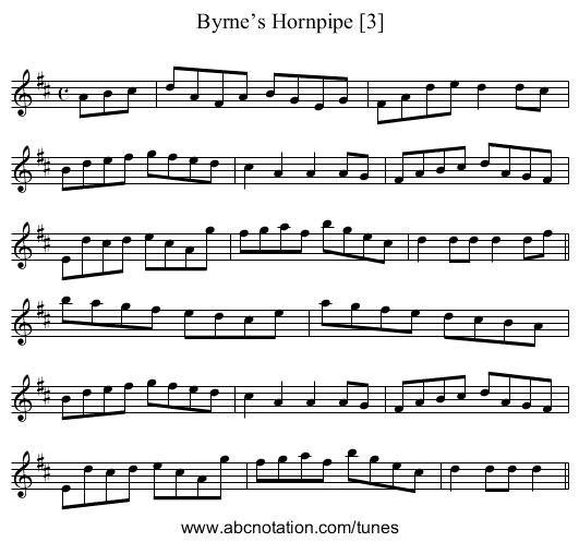 Byrne’s Hornpipe [3] - staff notation