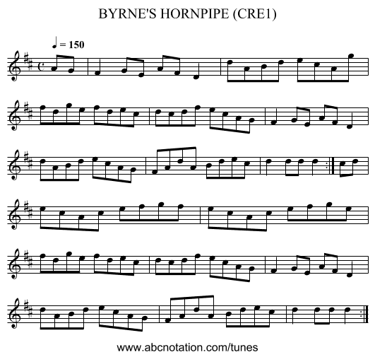 BYRNE'S HORNPIPE (CRE1) - staff notation