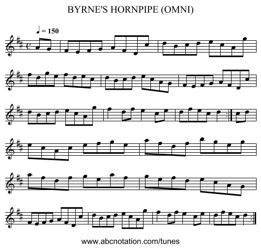 BYRNE'S HORNPIPE (OMNI) - staff notation