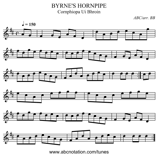 BYRNE'S HORNPIPE - staff notation