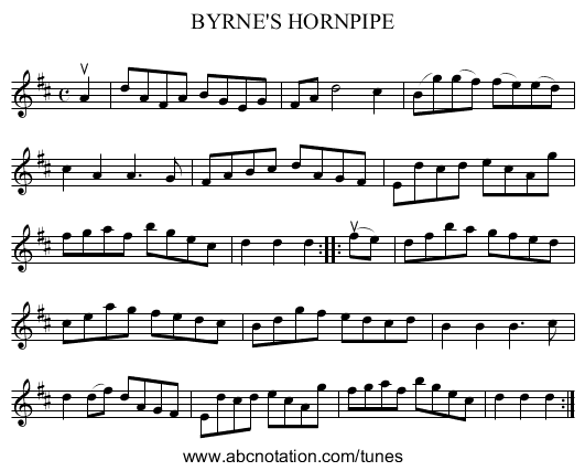 BYRNE'S HORNPIPE - staff notation