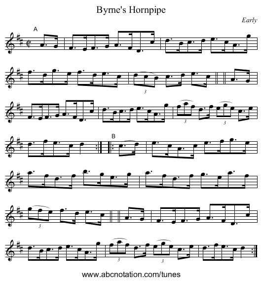Byrne's Hornpipe - staff notation