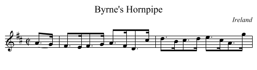Byrne's Hornpipe - staff notation