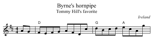 Byrne's hornpipe - staff notation