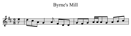 Byrne's Mill - staff notation