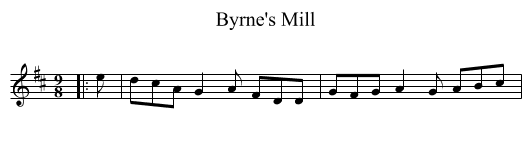 Byrne's Mill - staff notation