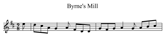 Byrne's Mill - staff notation