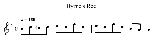 Byrne's Reel - staff notation