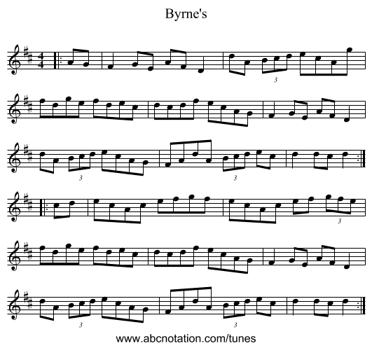 Byrne's - staff notation
