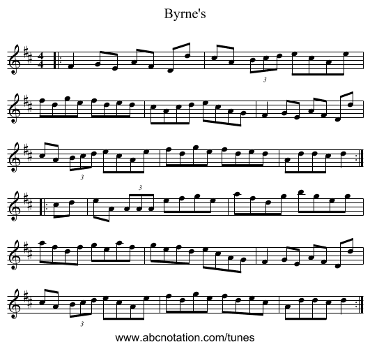 Byrne's - staff notation