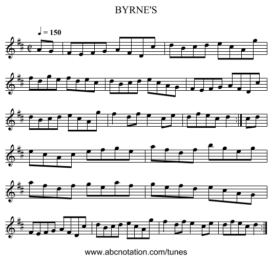 BYRNE'S - staff notation