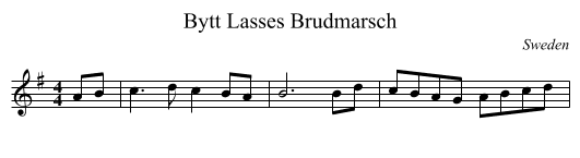Bytt Lasses Brudmarsch - staff notation
