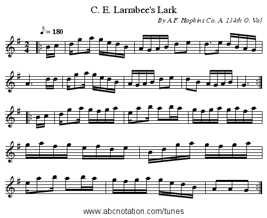 C. E. Larrabee's Lark - staff notation