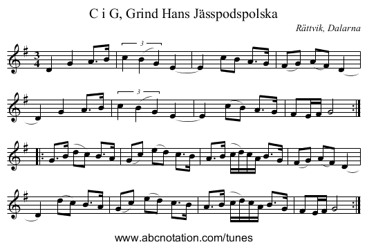 C i G, Grind Hans Jässpodspolska - staff notation