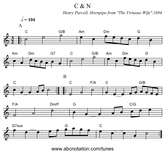 C & N - staff notation