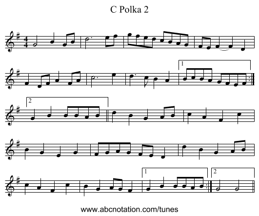 C Polka 2 - staff notation