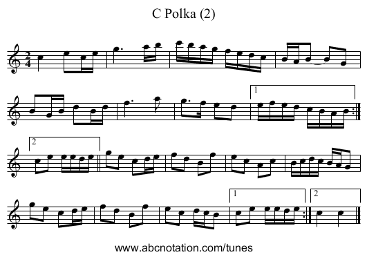 C Polka (2) - staff notation