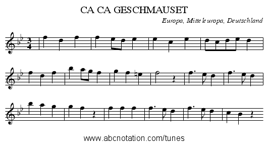 CA CA GESCHMAUSET - staff notation