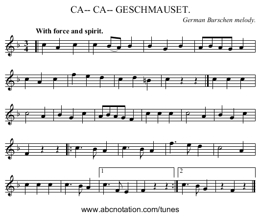 CA-- CA-- GESCHMAUSET. - staff notation