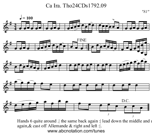 Ca Ira. Tho24CDs1792.09 - staff notation