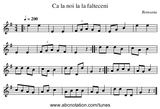 Ca la noi la la falteceni - staff notation
