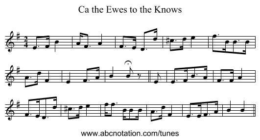 Ca the Ewes to the Knows - staff notation