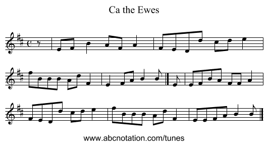 Ca the Ewes - staff notation