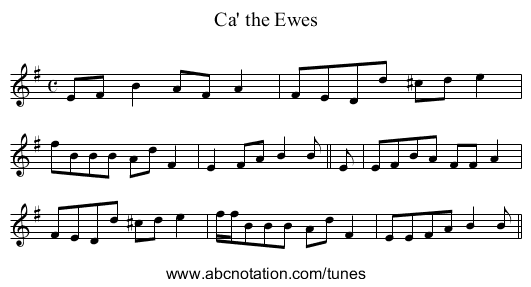 Ca' the Ewes - staff notation