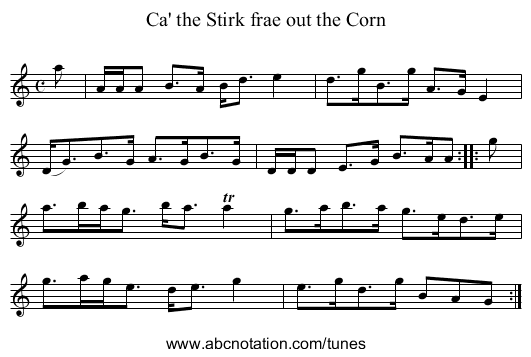 Ca' the Stirk frae out the Corn - staff notation