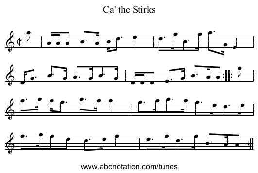 Ca' the Stirks - staff notation