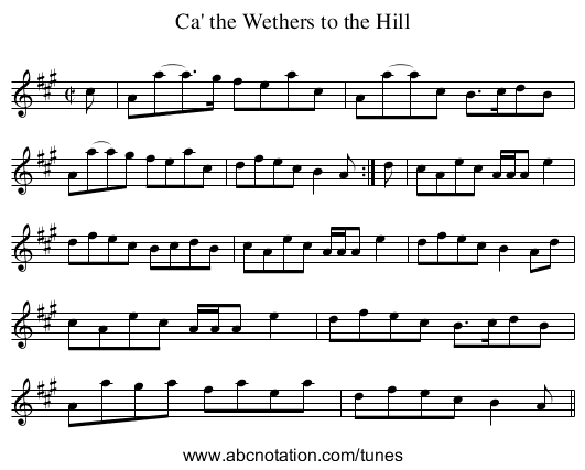 Ca' the Wethers to the Hill - staff notation