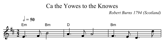 Ca the Yowes to the Knowes - staff notation