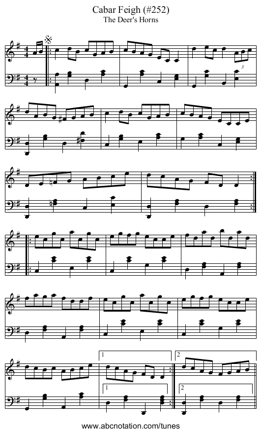 Cabar Feigh (#252) - staff notation