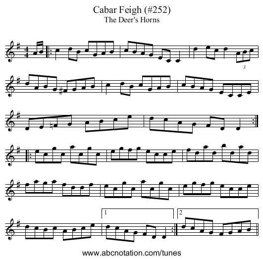 Cabar Feigh (#252) - staff notation