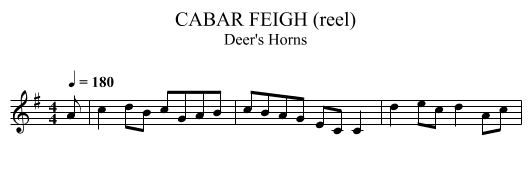 CABAR FEIGH (reel) - staff notation