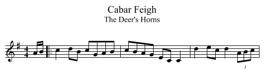 Cabar Feigh - staff notation
