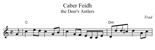 Caber Feidh - staff notation