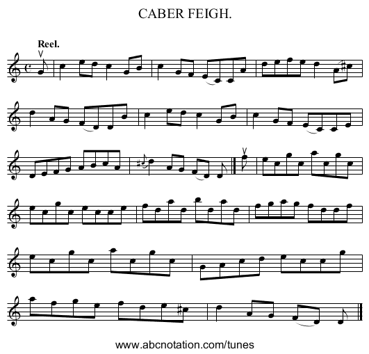 CABER FEIGH. - staff notation