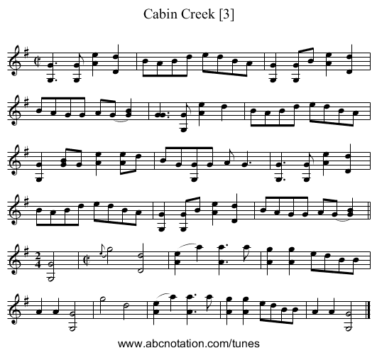 Cabin Creek [3] - staff notation