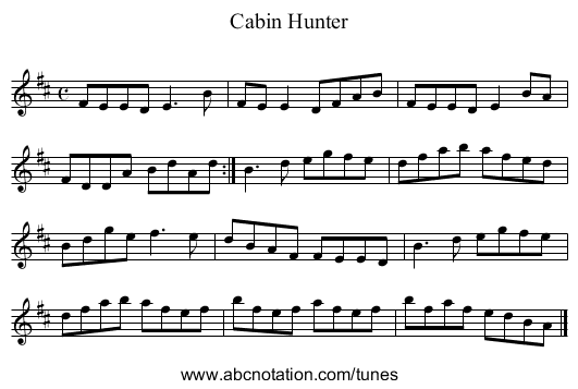 Cabin Hunter - staff notation