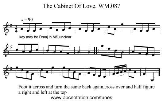 Cabinet Of Love. WM.087, The - staff notation