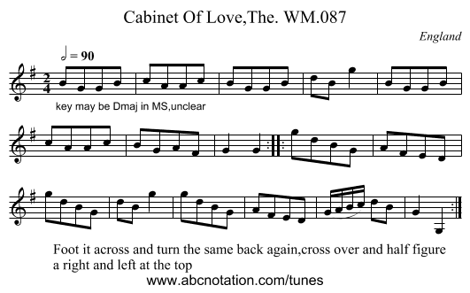 Cabinet Of Love,The. WM.087 - staff notation