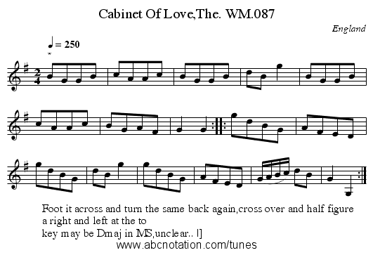 Cabinet Of Love,The. WM.087 - staff notation
