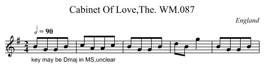 Cabinet Of Love,The. WM.087 - staff notation