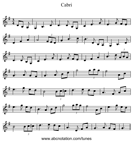 Cabri - staff notation