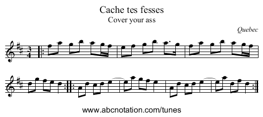 Cache tes fesses - staff notation